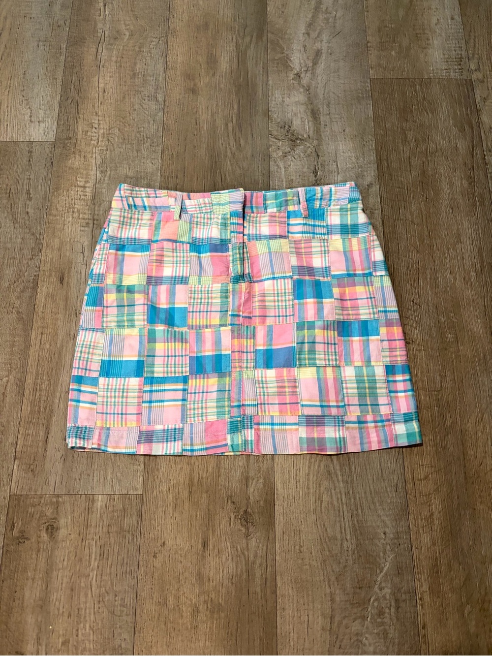 Multicolored Pastel Plaid Patchwork Mini Skirt. Size 14 Y2k Preppy Summer